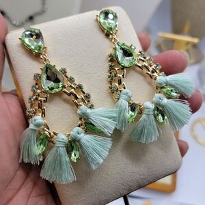 Brand New Stunning Shades of Green Chandelier Pierced Earrings